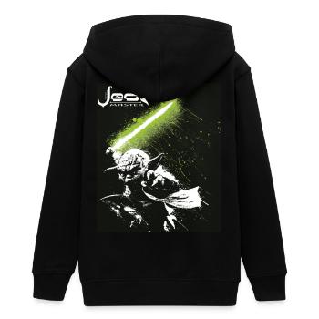 Star Wars Meister Yoda Mit Grünem Lichtschwert - Teenager Organic Kapuzenjacke Mini Cultivator von Stanley/Stella - Schwarz - Hinten - AI Model Teenager Male light (155cm)