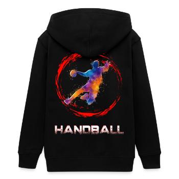 Handball - Teenager Organic Kapuzenjacke Mini Cultivator von Stanley/Stella - Schwarz - Hinten - AI Model Teenager Male light (155cm)
