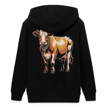 Vache avec bandana – Illustration rustique - Veste à capuche ado bio Stanley/Stella - noir - Dos - AI Model Teenager Male light (155cm)