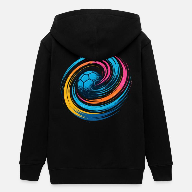 Balle néon de handball, lancer tourbillon coloré, dynamique - Veste à capuche ado bio Stanley/Stella - noir