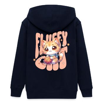 Cuddly Kitten with Yarn Ball Fluffy Cat Cat - Teens Organic Zip-up Hoodie by Stanley/Stella - black - Back - AI Model Teenager Male light (155cm)