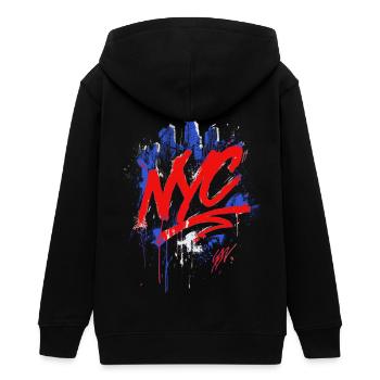 NYC Graffiti Skyline Splash - Teenager Organic Kapuzenjacke Mini Cultivator von Stanley/Stella - Schwarz - Hinten - AI Model Teenager Male light (155cm)