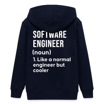 Software Engineer Saying Shirt - Teens Organic Zip-up Hoodie by Stanley/Stella - navy - Back - AI Model Teenager Male light (155cm)