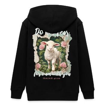 Lamm Christlich Bibelvers - Teenager Organic Kapuzenjacke Mini Cultivator von Stanley/Stella - Schwarz - Hinten - AI Model Teenager Male light (155cm)