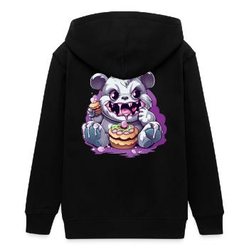 Süßer Panda-Monster mit Süßigkeiten - Teenager Organic Kapuzenjacke Mini Cultivator von Stanley/Stella - Schwarz - Hinten - AI Model Teenager Male light (155cm)