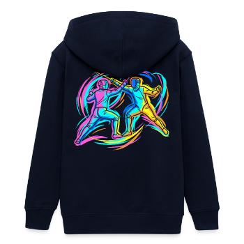 Fencing duel - Teens Organic Zip-up Hoodie by Stanley/Stella - black - Back - AI Model Teenager Male light (155cm)