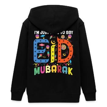 Here To Say Eid Mubarak Ramadan Islamic Muslim - Teens Organic Zip-up Hoodie by Stanley/Stella - black - Back - AI Model Teenager Male light (155cm)