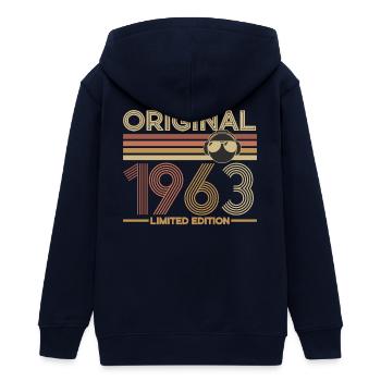 Originale limitierte Edition von 1963 - Teenager Organic Kapuzenjacke Mini Cultivator von Stanley/Stella - Schwarz - Hinten - AI Model Teenager Male light (155cm)