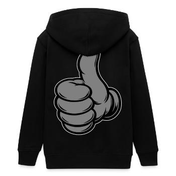OK Strip Duim Omhoog Hand Icoon Grijs - Tiener zip hoodie biologisch Stanley/Stella - zwart - Achter - AI Model Teenager Male light (155cm)