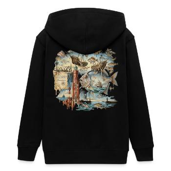 Norddeutsche Kunst Seefahrt Segler Fischerei - Teenager Organic Kapuzenjacke Mini Cultivator von Stanley/Stella - Schwarz - Hinten - AI Model Teenager Male light (155cm)