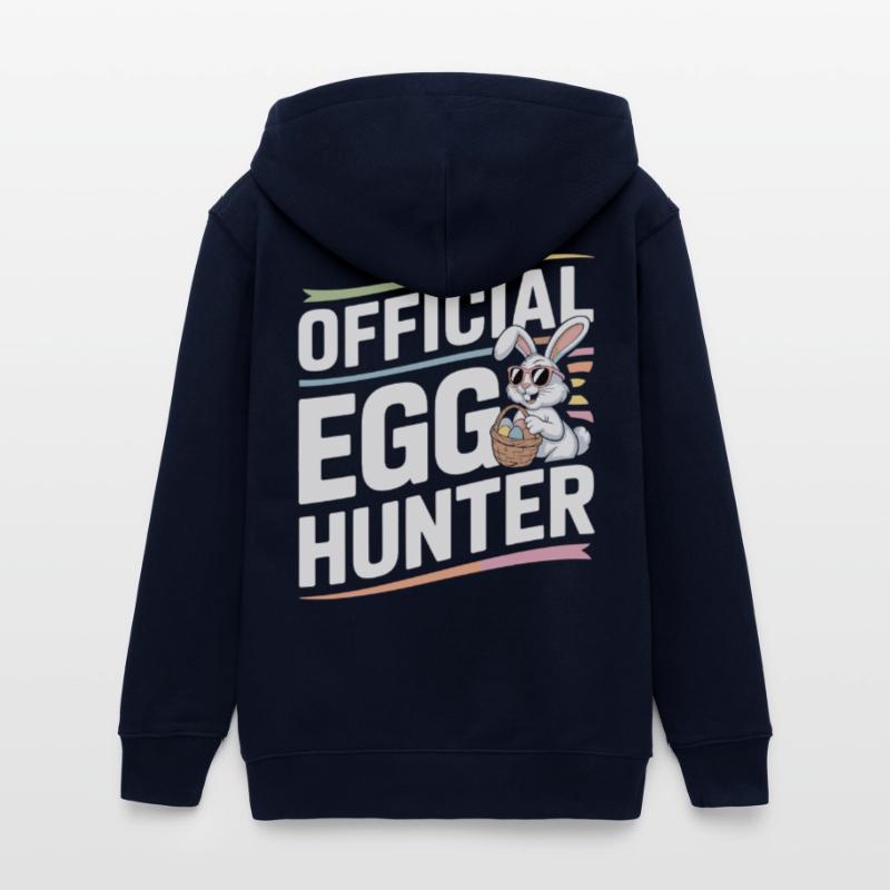 Official Egg Hunter Easter Bunny Easter Humor Teens Organic Zip-up Hoodie by Stanley/Stella