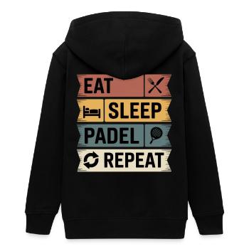 Paddel tennis  - Teenager Organic Kapuzenjacke Mini Cultivator von Stanley/Stella - Schwarz - Hinten - AI Model Teenager Male light (155cm)