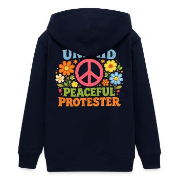 Manifestation pacifique non rémunérée Retro Flowers - Veste à capuche ado bio Stanley/Stella - marine - Dos - AI Model Teenager Male light (155cm)