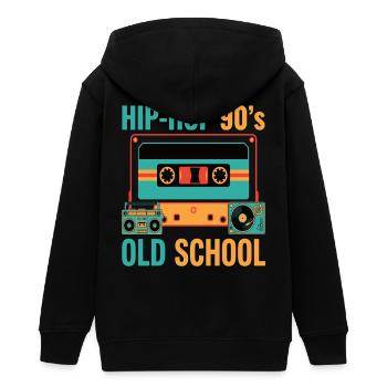 Hip-hop des années 90 Old School cassette rétro - Veste à capuche ado bio Stanley/Stella - noir - Dos - AI Model Teenager Male light (155cm)