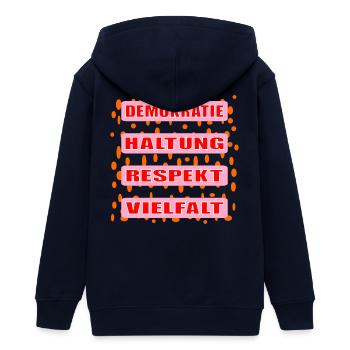 VIELFALT HALTUNG DEMOKRATIE - Teenager Organic Kapuzenjacke Mini Cultivator von Stanley/Stella - Schwarz - Hinten - AI Model Teenager Male light (155cm)
