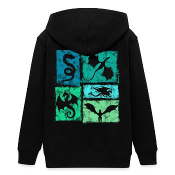 Drachen Retro Grafik - Mystische Fabelwesen - Teenager Organic Kapuzenjacke Mini Cultivator von Stanley/Stella - Schwarz - Hinten - AI Model Teenager Male light (155cm)