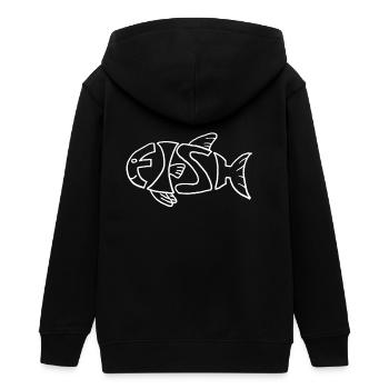 Fisch im Fisch - Teenager Organic Kapuzenjacke Mini Cultivator von Stanley/Stella - Schwarz - Hinten - AI Model Teenager Male light (155cm)