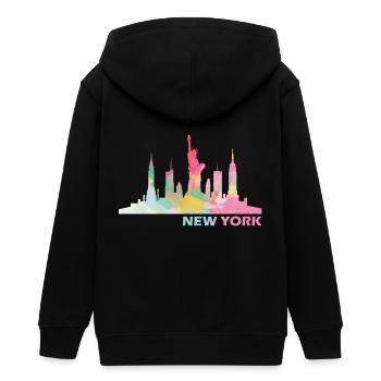 New York - Teenager Organic Kapuzenjacke Mini Cultivator von Stanley/Stella - Schwarz - Hinten - AI Model Teenager Male light (155cm)