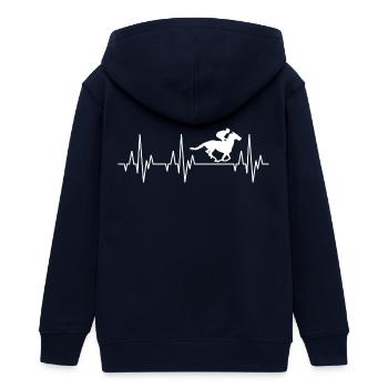 Heartbeat ECG Equitation Horseback riding Equestrian Equestrian sport - Teens Organic Zip-up Hoodie by Stanley/Stella - navy - Back - AI Model Teenager Male light (155cm)