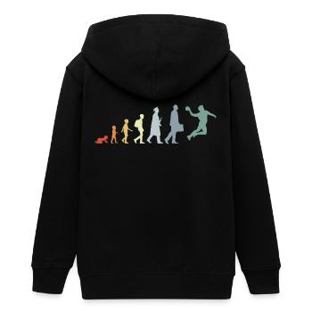 Vintage Handball Evolution - Teenager Organic Kapuzenjacke Mini Cultivator von Stanley/Stella - Schwarz - Hinten - AI Model Teenager Male light (155cm)