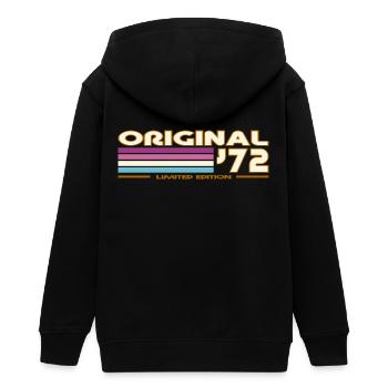 Mehrfarbige Retro-Streifen 72 - Teenager Organic Kapuzenjacke Mini Cultivator von Stanley/Stella - Schwarz - Hinten - AI Model Teenager Male light (155cm)