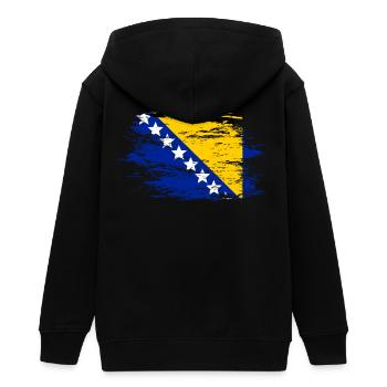 Bosnien Flagge used - Teenager Organic Kapuzenjacke Mini Cultivator von Stanley/Stella - Schwarz - Hinten - AI Model Teenager Male light (155cm)