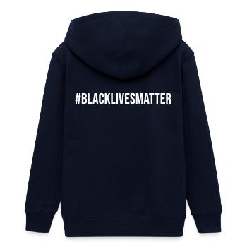 # BLACK LIVES MATTER - Teenager Organic Kapuzenjacke Mini Cultivator von Stanley/Stella - Navy - Hinten - AI Model Teenager Male light (155cm)