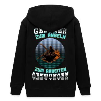 Zum Angeln geboren - Funny Angler Geschenk - Fisch - Teenager Organic Kapuzenjacke Mini Cultivator von Stanley/Stella - Schwarz - Hinten - AI Model Teenager Male light (155cm)
