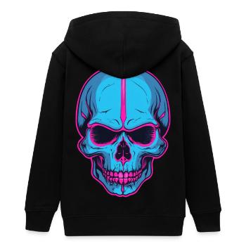 Neon Skull Blaue Schädelflair - Teenager Organic Kapuzenjacke Mini Cultivator von Stanley/Stella - Schwarz - Hinten - AI Model Teenager Male light (155cm)