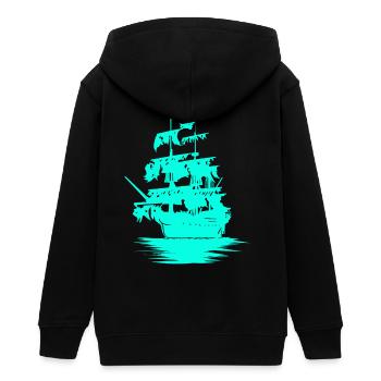 Sailing Ship Seafaring Fantasy Maritime Dinghy - Teens Organic Zip-up Hoodie by Stanley/Stella - black - Back - AI Model Teenager Male light (155cm)