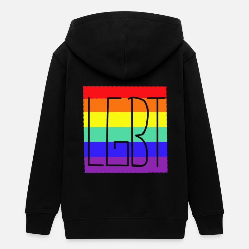 LGBT Arc-en-ciel Drapeau Gay Pride Gay - Veste à capuche ado bio Stanley/Stella - noir