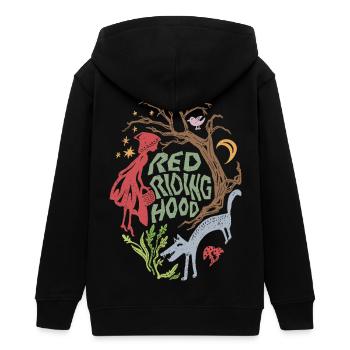 Little Red Riding Hood and the Wolf - Teens Organic Zip-up Hoodie by Stanley/Stella - black - Back - AI Model Teenager Male light (155cm)