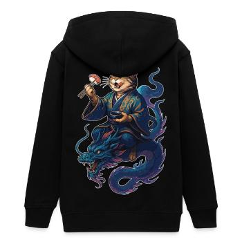 Sushi Katze getigert Kimono Drache Geschenk - Teenager Organic Kapuzenjacke Mini Cultivator von Stanley/Stella - Schwarz - Hinten - AI Model Teenager Male light (155cm)
