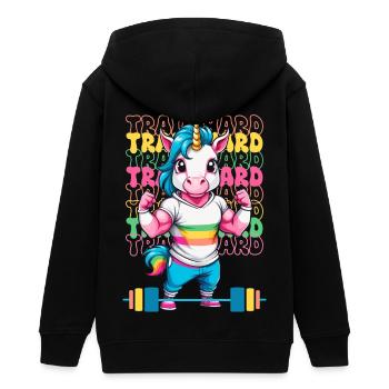 Licorne bodybuilder - Veste à capuche ado bio Stanley/Stella - noir - Dos - AI Model Teenager Male light (155cm)