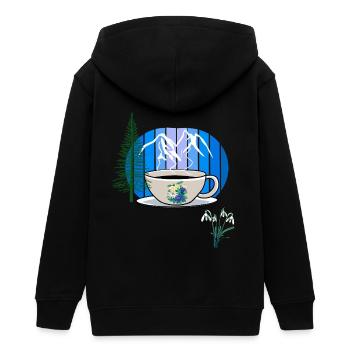 Années 80 Montagne Tasse à café des années 90 Autriche Tyrol - Veste à capuche ado bio Stanley/Stella - noir - Dos - AI Model Teenager Male light (155cm)