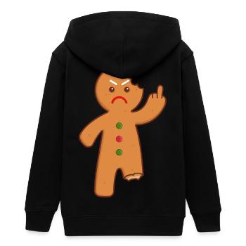 Lebkuchenmann Stinkefinger Mittelfinger - Teenager Organic Kapuzenjacke Mini Cultivator von Stanley/Stella - Schwarz - Hinten - AI Model Teenager Male light (155cm)