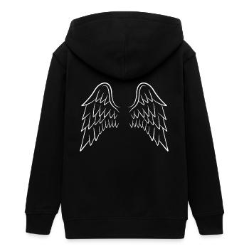 Engelsfügel Flügel weiß - Teenager Organic Kapuzenjacke Mini Cultivator von Stanley/Stella - Schwarz - Hinten - AI Model Teenager Male light (155cm)