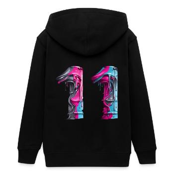 NR. 11 NUMMER 11 COOL 11. GEBURTSTAG - Teenager Organic Kapuzenjacke Mini Cultivator von Stanley/Stella - Schwarz - Hinten - AI Model Teenager Male light (155cm)