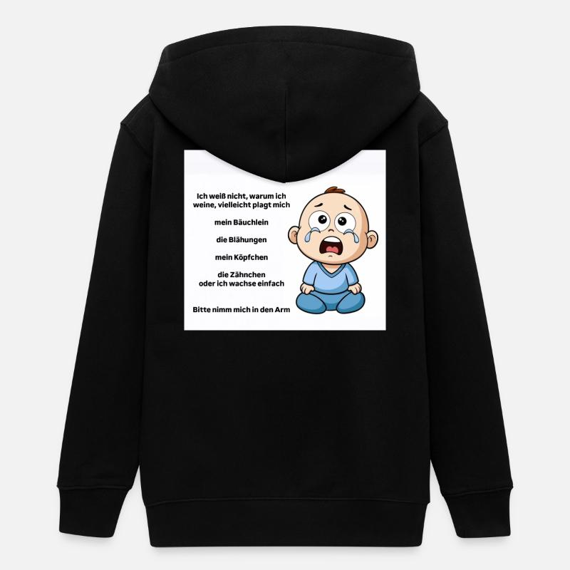 Illustration émotionnelle de bébé pleurant - Veste à capuche ado bio Stanley/Stella - noir