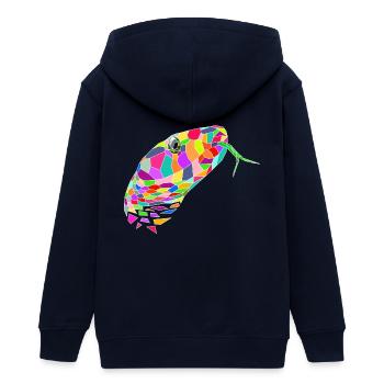 Schlange farbig - Teenager Organic Kapuzenjacke Mini Cultivator von Stanley/Stella - Navy - Hinten - AI Model Teenager Male light (155cm)