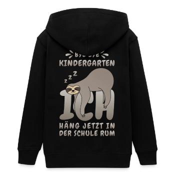 Faultier Bye Bye Kindergarten Schule Grundschule - Teenager Organic Kapuzenjacke Mini Cultivator von Stanley/Stella - Schwarz - Hinten - AI Model Teenager Male light (155cm)