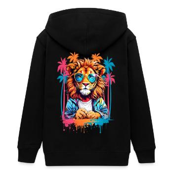 Coole Löwe - Teenager Organic Kapuzenjacke Mini Cultivator von Stanley/Stella - Schwarz - Hinten - AI Model Teenager Male light (155cm)
