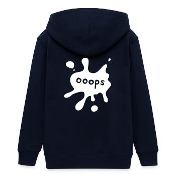 Fleck ooops white - Teenager Organic Kapuzenjacke Mini Cultivator von Stanley/Stella - Navy - Hinten - AI Model Teenager Male light (155cm)
