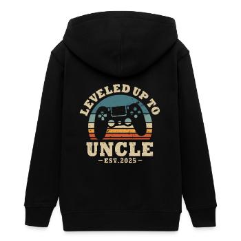 Ascended to Uncle 2025 - Teens Organic Zip-up Hoodie by Stanley/Stella - black - Back - AI Model Teenager Male light (155cm)