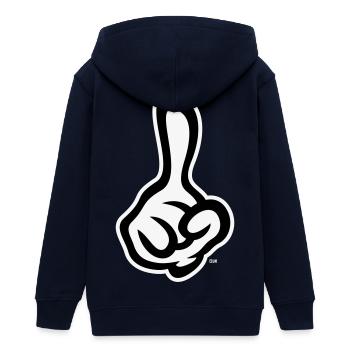 Erhobener Zeigefinger (Finger / Rechte Hand NEG2C) - Teenager Organic Kapuzenjacke Mini Cultivator von Stanley/Stella - Navy - Hinten - AI Model Teenager Male light (155cm)