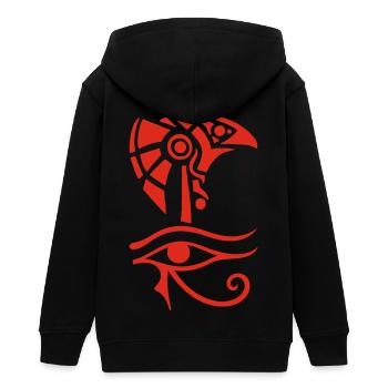 Dieu égyptien et oeil d'Horus (rouge) - Veste à capuche ado bio Stanley/Stella - noir - Dos - AI Model Teenager Male light (155cm)