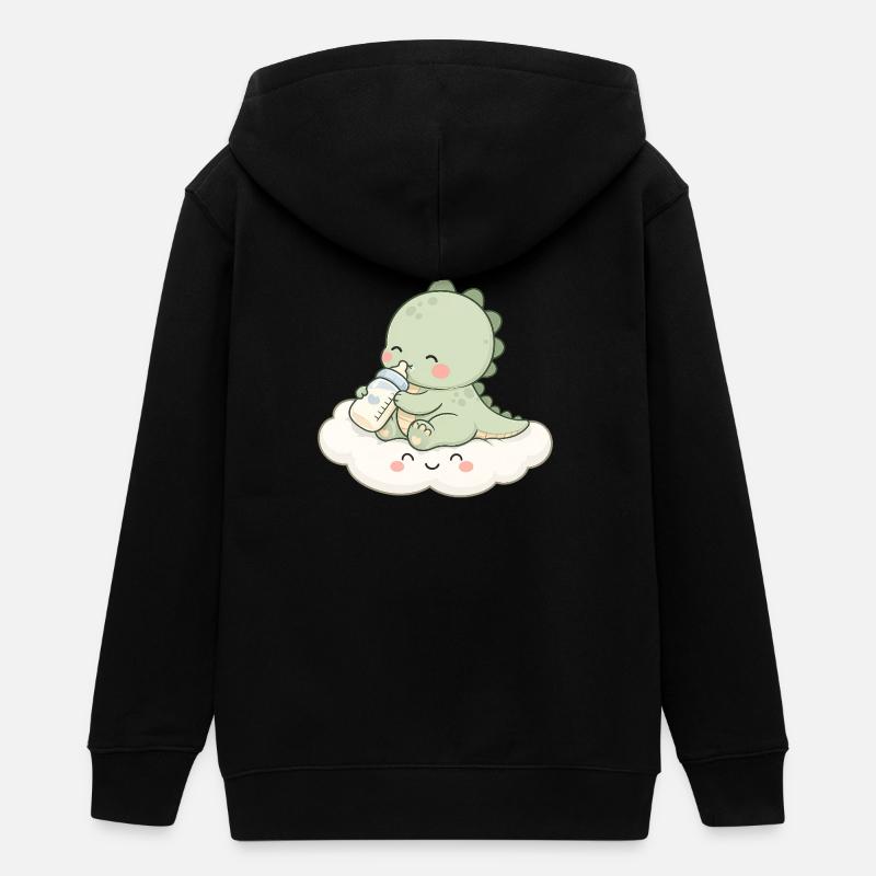 Bébé Dino mignon avec biberon - Veste à capuche ado bio Stanley/Stella - noir