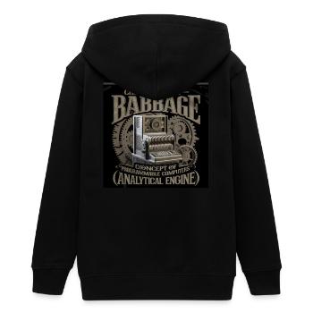 Patrimoine de l’humanité - Charles Babbage - Veste à capuche ado bio Stanley/Stella - noir - Dos - AI Model Teenager Male light (155cm)