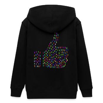 Gefällt mir! Like! Thumbs Up! - Teenager Organic Kapuzenjacke Mini Cultivator von Stanley/Stella - Schwarz - Hinten - AI Model Teenager Male light (155cm)