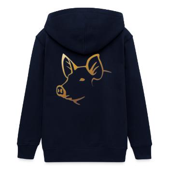 Schwein - Schweinekopf Bauernhof Tier - Teenager Organic Kapuzenjacke Mini Cultivator von Stanley/Stella - Navy - Hinten - AI Model Teenager Male light (155cm)